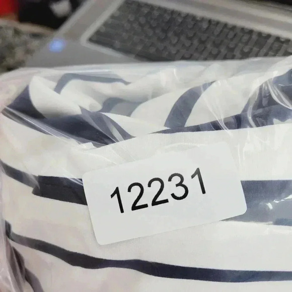 Lane Bryant Womens Striped Blazer Jacket Size 24 White & Navy Cotton Blend 7CT - Picture 7 of 7